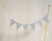Silver Glitter and Sparkle Cake Bunting - Wedding, Engagement, housewarming, party home decor, photo prop