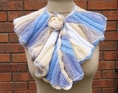 Handknitted Ruffled Scarf, Multicolor Cowl, Collar, Rose, Women Scarf, Fashion, UK Seller