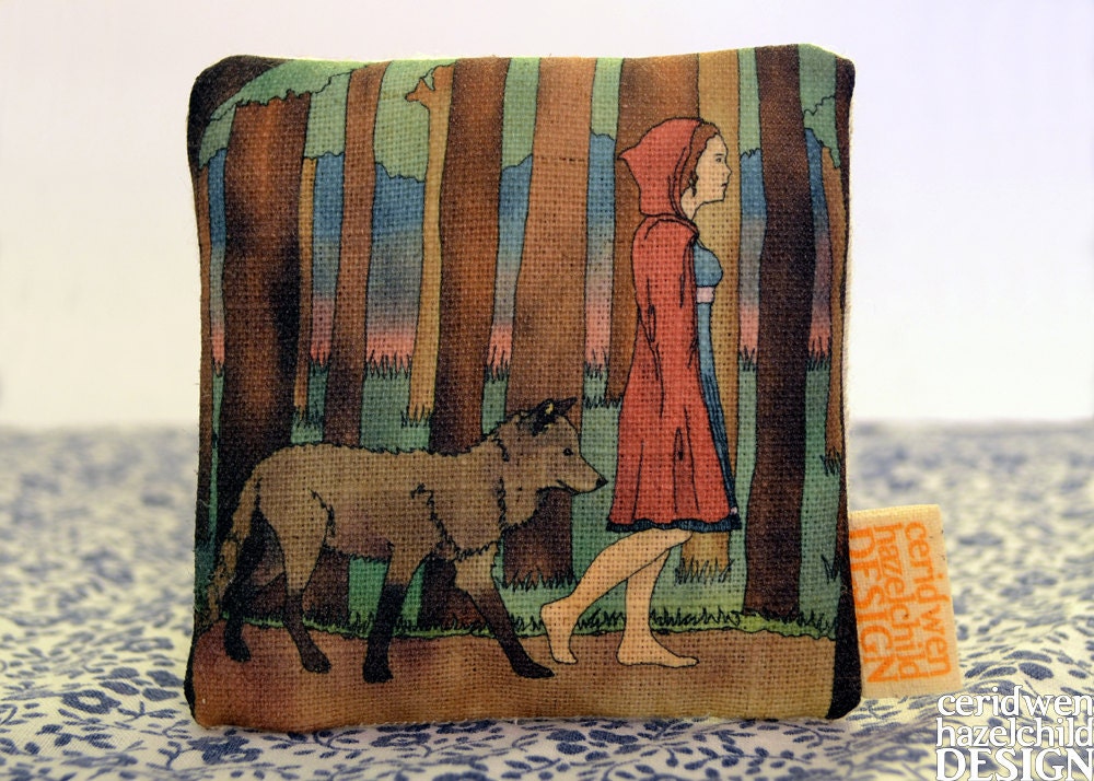 Red Riding Hood Illustration Linen Lavender Bag