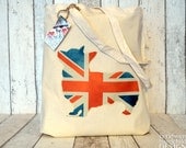 Union Jack Corgi Flag Illustration Eco Cotton Tote Bag