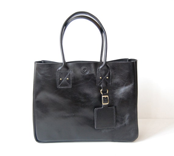 Black New York Tote with Zipper - Handmade leather Tote bag
