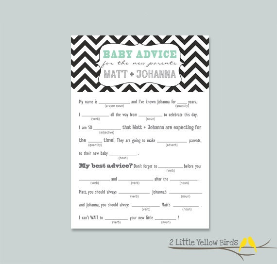 Baby Advice Cards - MAD LIBS (Chevron)