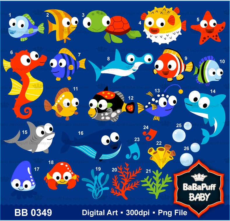Buy 2 Get 2 Free ---- Tropical Sea Animals ---- Personal and Small Commercial Use ---- BB 0349