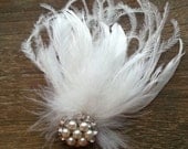Bridal Clip - Glam Feather with Pearl Hairpiece