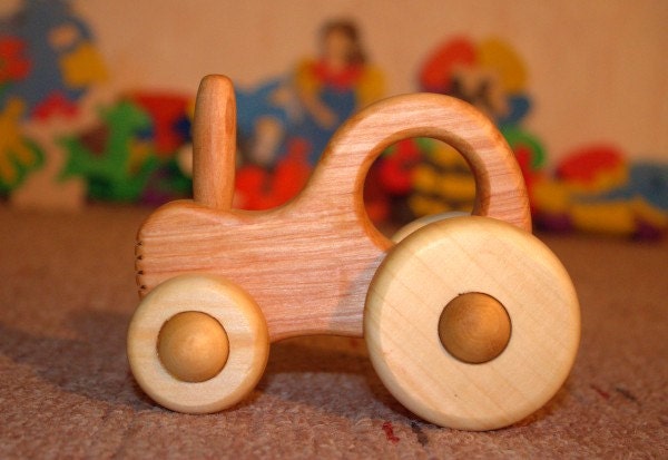 Wooden baby/kids toy Car Tractor. Impregnated with linseed oil. Handmade kids toy. Wooden ecofriendly handmade toys for children.