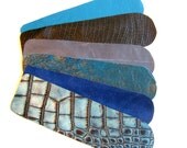 cuff bracelet blanks - blue/green leathers - set of six