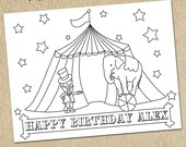 Circus Party - Carnival Party- Coloring Sheet - Vintage Inspired / Retro Circus - Custom, Printable designs Il_170x135