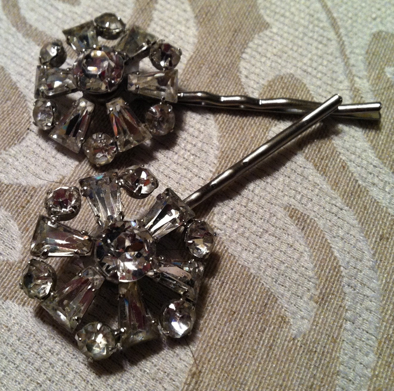 Vintage Deco Paste Bridal Rhinestone Bobby Pins