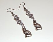 Cat Charm/Bead Chainmaille Dangle Earrings