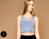 knitted top bustier bleu mohair merino transparent mohair merino THE KNIT KID light grey blue bulky theknitkid
