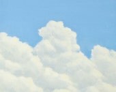 Original Clouds Painting, White Clouds, Blue Sky, Sky Painting, Blue Skyscape with Clouds, Skyscape Art, Blue Wall Art, White 10" X 10"