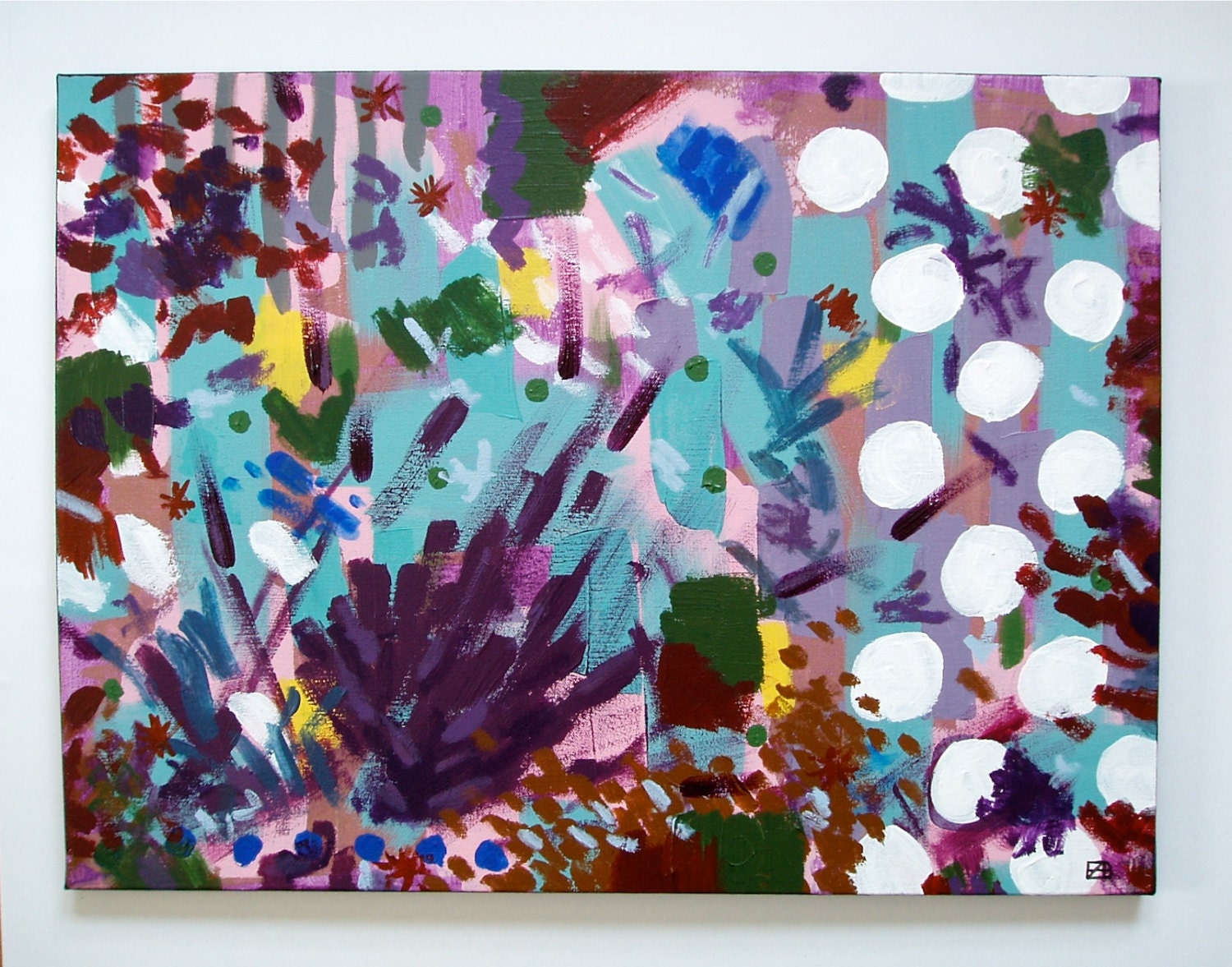 Original Acrylic Painting, 18x24, abstract, Pink, Blue, Purple, Celebration Song