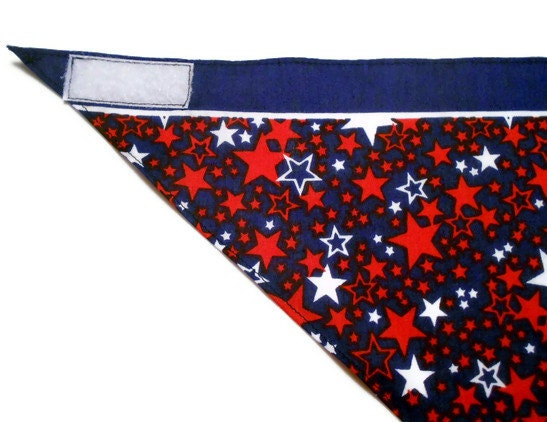 Dog Bandana - Memorial Day Red White and Blue Stars - Velcro