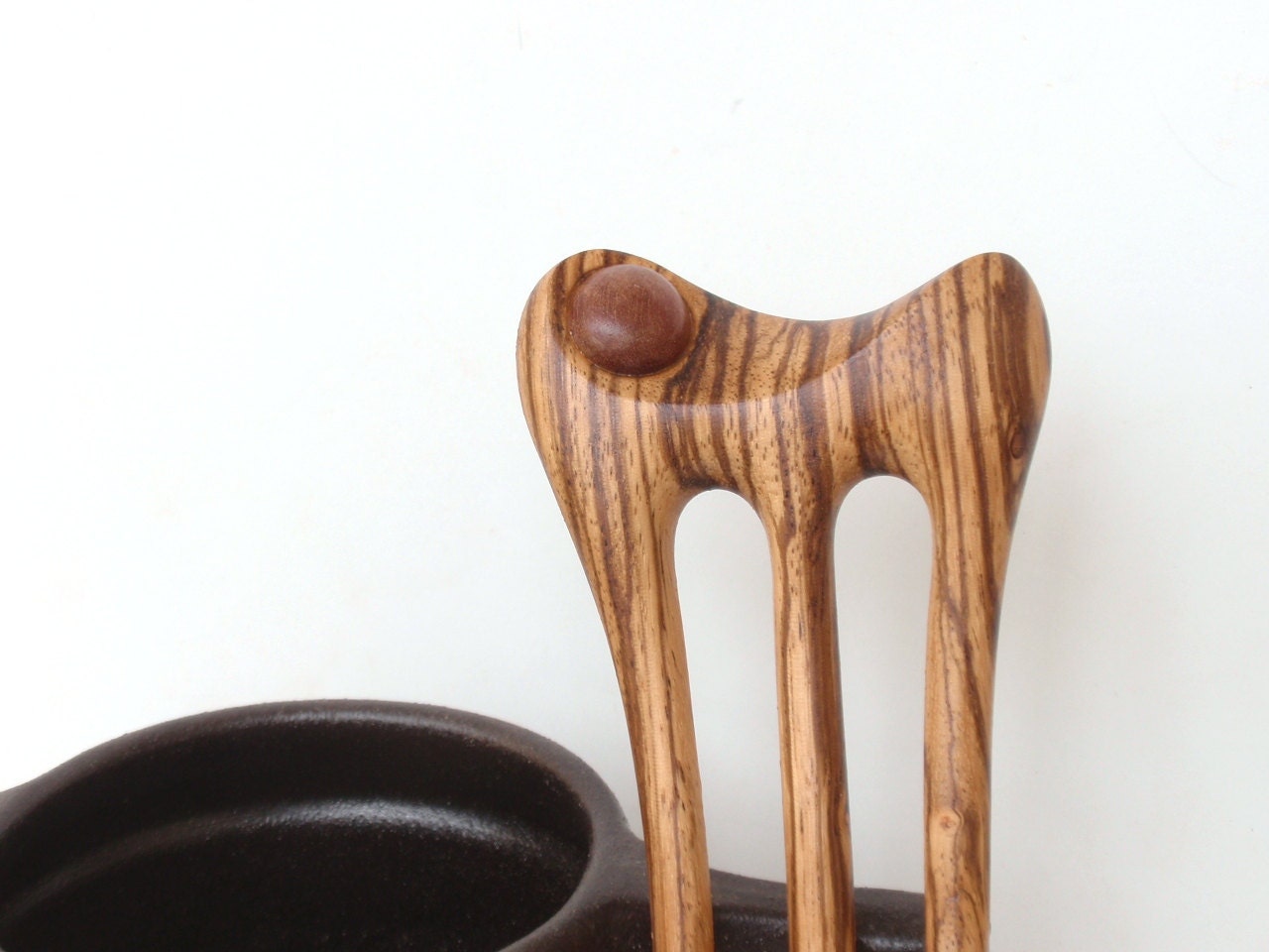 Wooden hair fork, 3 prong, Hair sticks, Wood, Zebrano, Iron wood, Hairpin, Handmade, Hair accessory, WoodArtJewelry