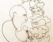 The Big Eater Continuous wire sculpture He can't eat enough food..more, more, more,