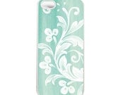 iPhone 5 Case Wood Grain Floral Aquamarine