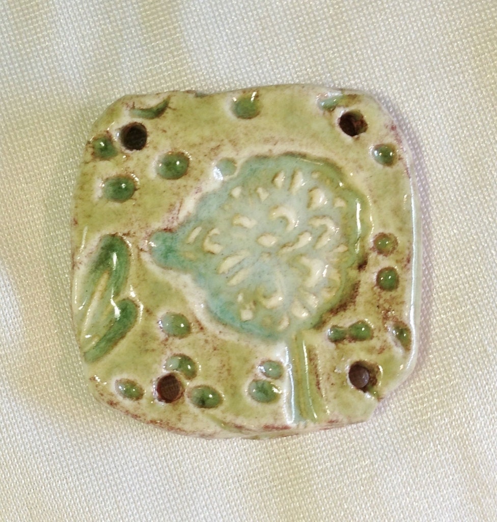 Floral Ceramic Pendant or Arm Cuff Bohemian Gypsy, Rustic, Steampunk
