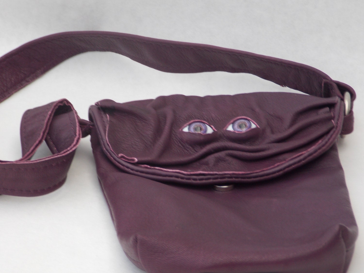 Purple Leather Messenger Gamer Bag Purse Witch Wiccan Pagan Goth LARP