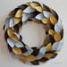 living room decor, modern decor, spring wreath, modern cottage, Paper Wreath, Year Round Wreath, newspaper leaf, blue brown gold