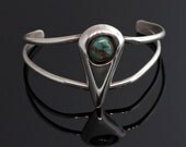 Vintage and Unique Sterling Silver and Turquoise Cuff Bracelet.