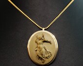 Antique Stone Cameo Pendant - Dancer Holding Tambourine
