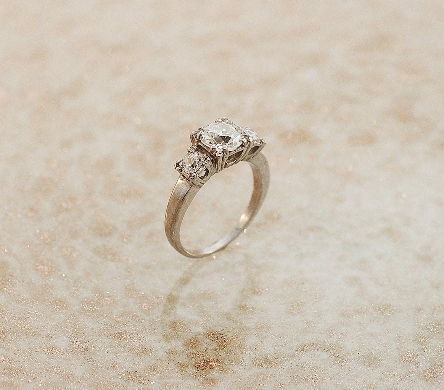 1930s Antique Diamond Ring - Platinum and Diamond Three Stone Ring