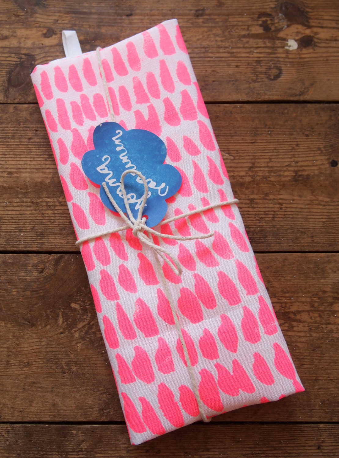 NEW Neon Pink Hundreds & Thousands Tea Towel in 100% Linen