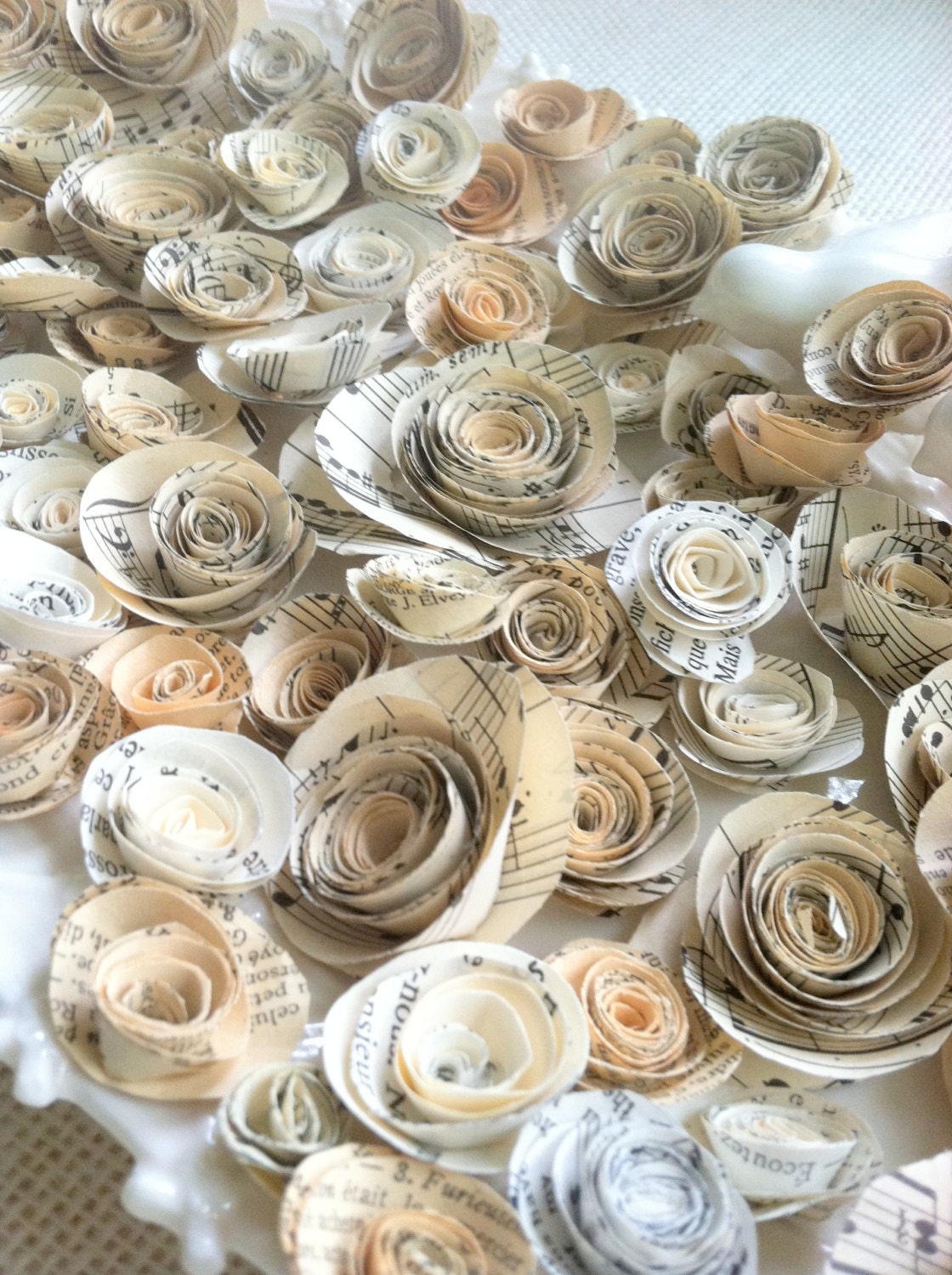 Set of 75 - Vintage Sheet Music & Poetry Paper Roses/Birthday/Wedding Decor/Music Room