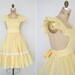 vintage 70s pinafore dress // 70s gingham dress // yellow gingham dress