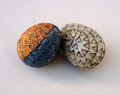 White And Brown Ceramic Egg, Affordable Art, Rustic Decor