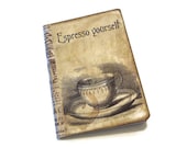 Coffee Mini Journal, Coffee Notebook, Express Yourself Pocket Moleskine, Vintage Coffee Cup, Coffee Stain, Gift for Coffee Lovers