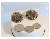 Black and Metallic Gold Abstract Button Clip on Earrings - BIG BOLD & BEAUTIFUL E831a-080712000