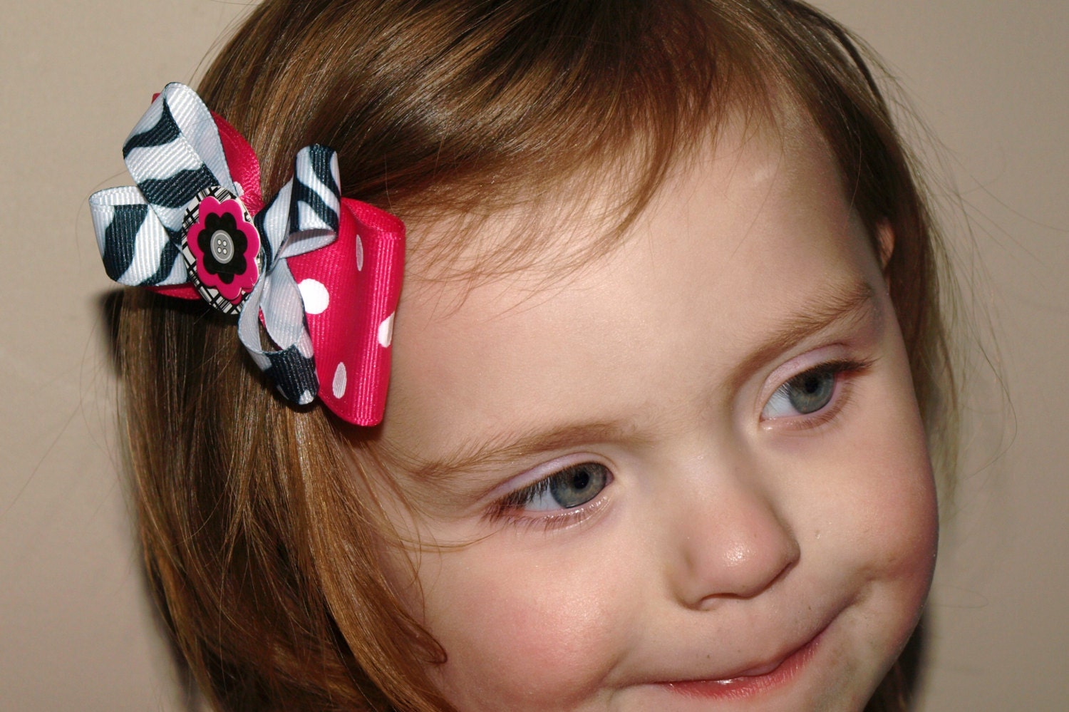 zebra and hot pink hair bow- trendy hair clips- fun accessories