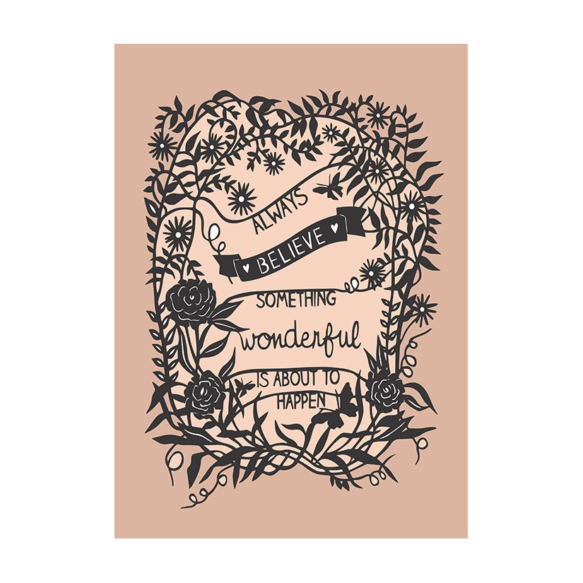 5x7 Papercut Illustration - Something Wonderful - Fine Art Print - Inspirational Quote