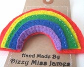 Rainbow Hand Emroidered Felt Applique Brooch