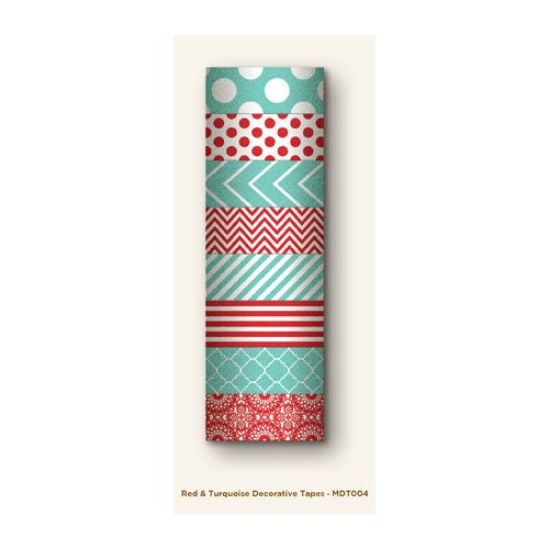 Red & Turquoise  Washi Tape-Masking Tape-LOVE wrapping-wedding DIY-Love notes