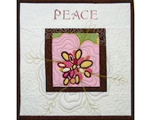 Pink and Brown Inspirational Word Quilt, Art Quilt, Patchwork Wall Hanging Quilt
