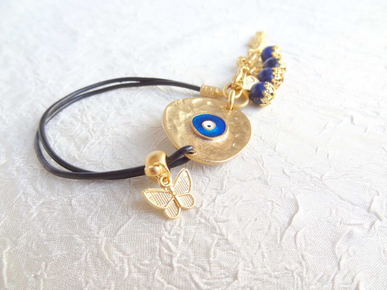 Lapis Lazuli Bracelet,  Luck Evil Eye Bracelet, Gold Plated Bracelet, Traditional Bracelet