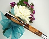 Handcrafted Wooden Pen Hand Turned Scalloped Thuya Burl and Madrome Burl and Chrome Hardware 410S
