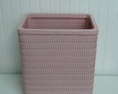 Vintage PINK Wicker Trash Can, Original Paint, Garbage Can, Waste Basket - Vintage Travel Trailer and Home Decor