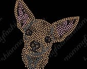 Chihuahua pet Dog Cute Rhinestone Transfer Iron On Applique Bling Crystal
