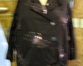 Size 4X, 5X Sequined Dark Brown Corduroy Jacket or Top