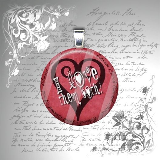 SHOPWIDE SALE - Jacob and Edward - I Love Them Both - Twilight Inspired - 1 Inch Glass Circle Photo Pendant Necklace