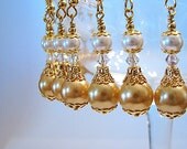 Bridesmaid earrings Champagne gold pearl drop dangle earrings Romantic beaded earring Prom ridal wedding jewelry Beaded bridesmaid jewelry