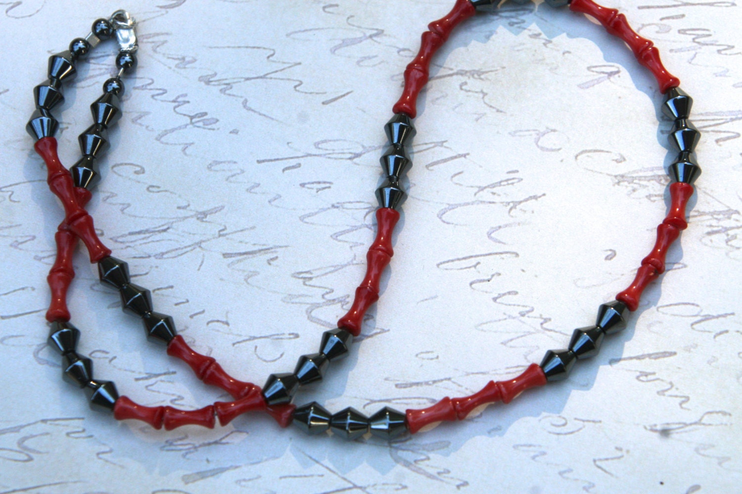 Red, Black, Silver, Coral, Hematite, Mens Jewelry, Necklace, Direct Checkout, Unisex Jewelry, Stone, Men's Jewelry,
