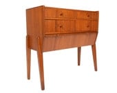 Danish Modern Mid Century Four Drawer Sewing Box in Teak