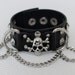 378 Handmade black leather bracelet,  inlaid metal skull, metal chain & metal ring decorated with punk and pirate style bracelet as a gift