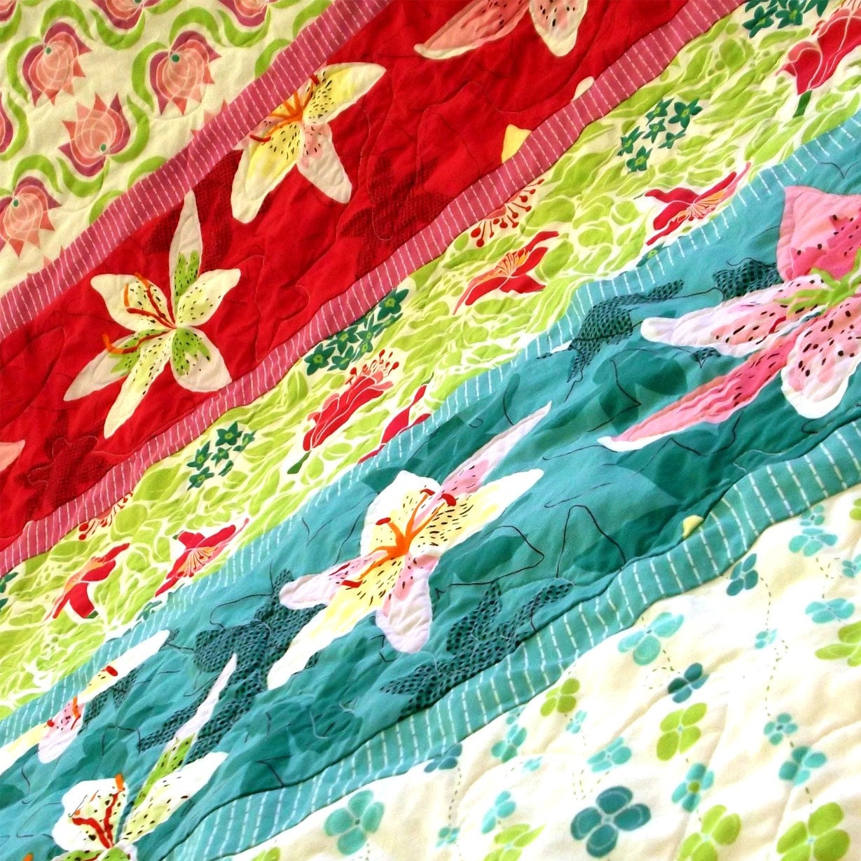 Quilt, Adult Teen or Child's Blanket - Flowers