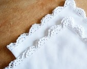 White cotton napkins, set of 2 crocheted