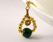 Gold Wire Wrapped Necklace, Gold Beaded Necklace